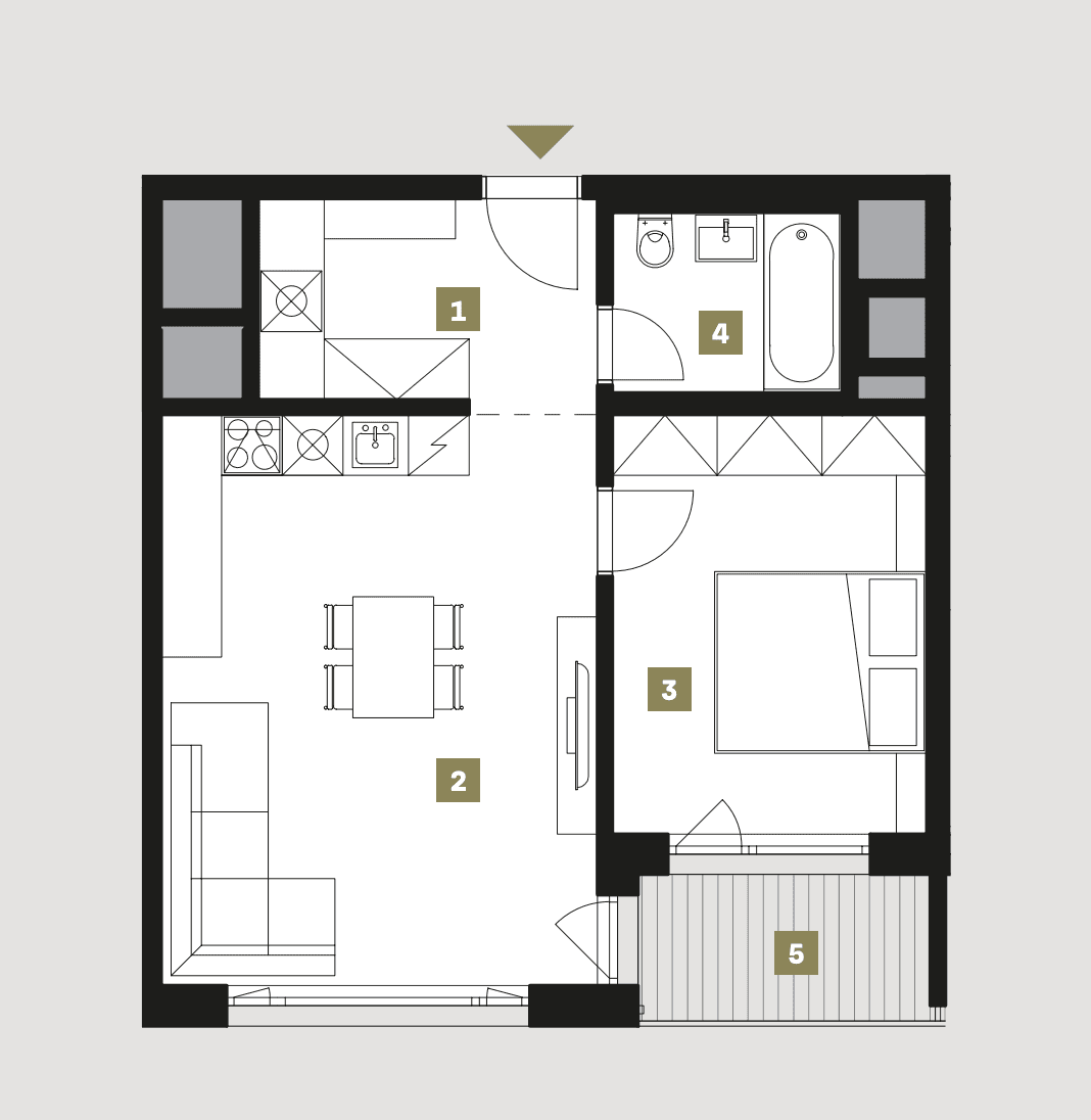 1 bedroom with open-plan kitchen flat to rent, 52 m², Zenklova, Prague, Prague 1 bedroom with open-plan kitchen flat to rent, 52 m², Zenklova, Prague, Prague