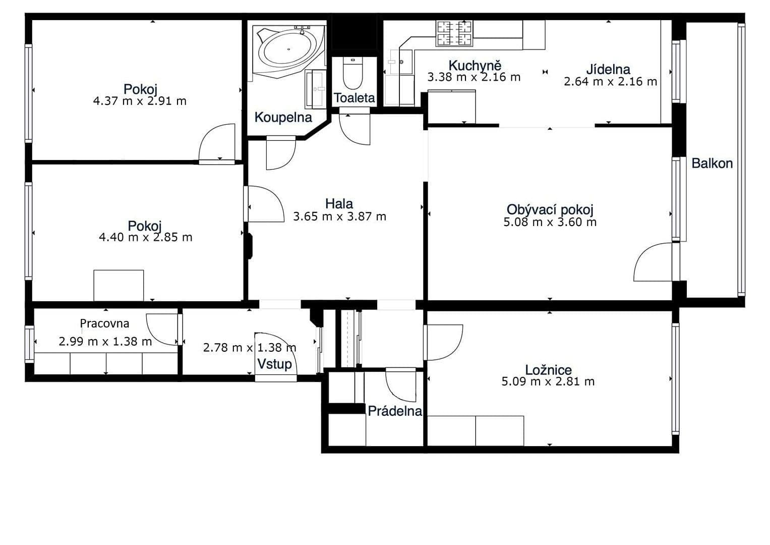 3 bedroom with open-plan kitchen flat to rent, 100 m², Chalabalova, Prague, Prague 3 bedroom with open-plan kitchen flat to rent, 100 m², Chalabalova, Prague, Prague