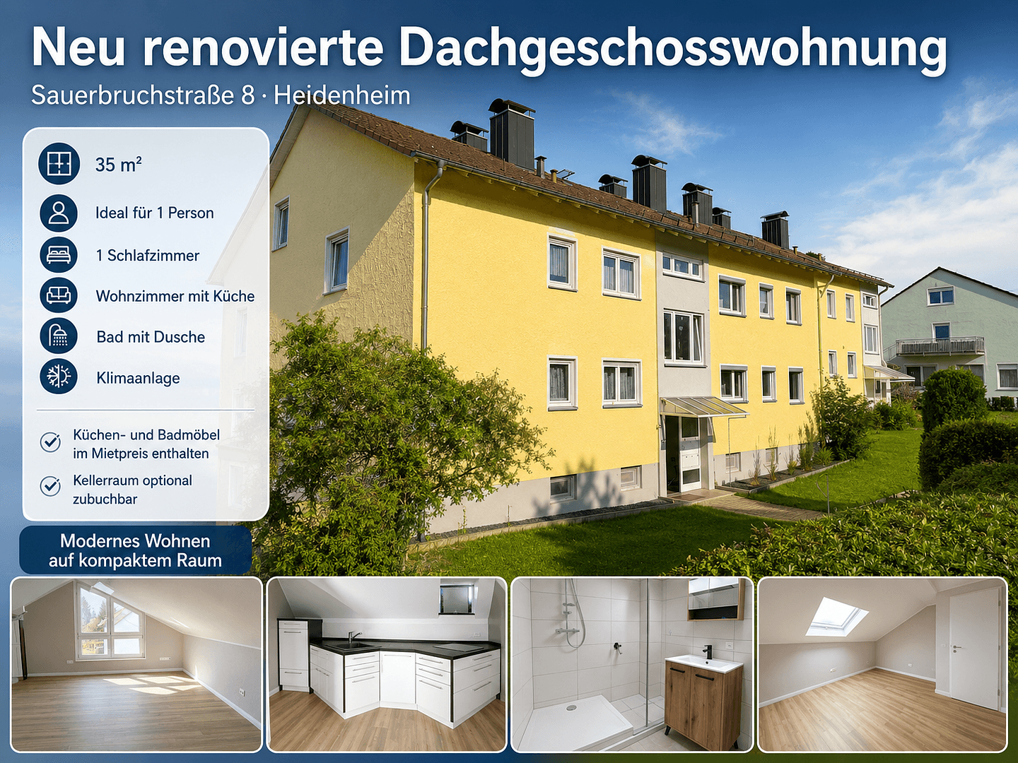 2 bedroom flat to rent, 35 m², Heidenheim an der Brenz, Baden-Württemberg 2 bedroom flat to rent, 35 m², Heidenheim an der Brenz, Baden-Württemberg