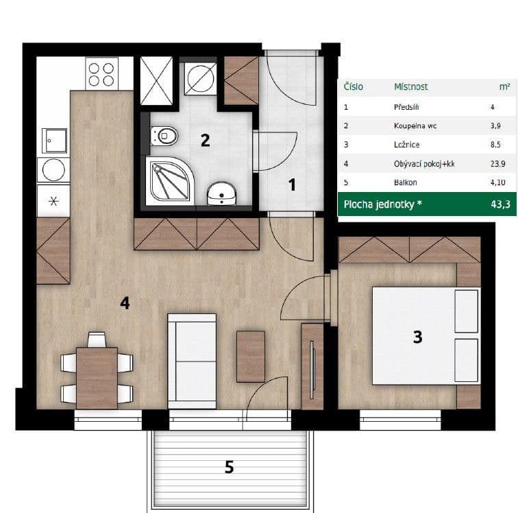 1 bedroom with open-plan kitchen flat to rent, 43 m², Arnošta Staňka, Prague, Prague 1 bedroom with open-plan kitchen flat to rent, 43 m², Arnošta Staňka, Prague, Prague