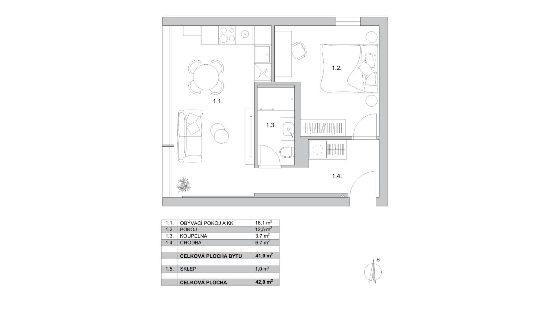 1 bedroom with open-plan kitchen flat for sale, 42 m², Nekvasilova, Prague, Prague 1 bedroom with open-plan kitchen flat for sale, 42 m², Nekvasilova, Prague, Prague