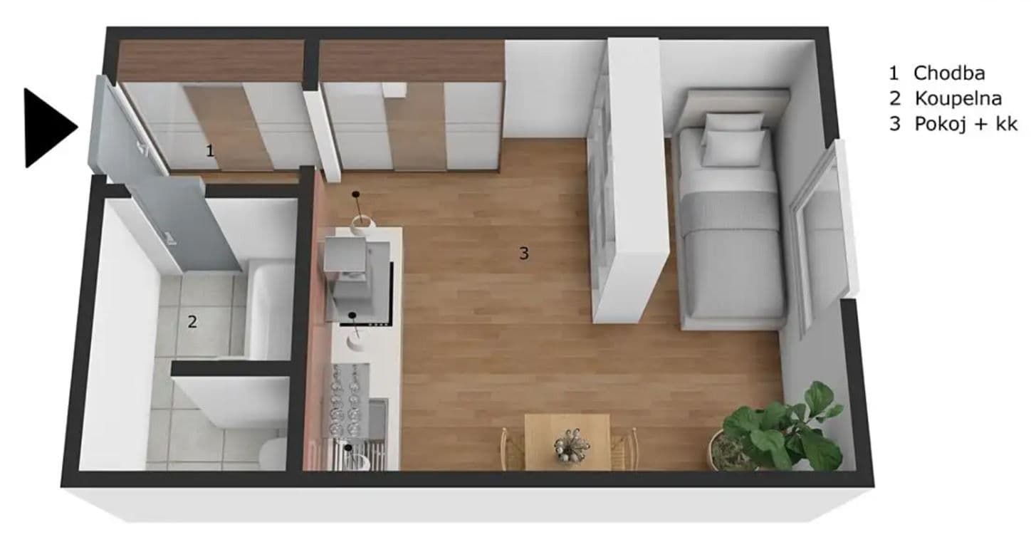 Studio flat to rent, 20 m², Popelnicová, Plzeň, Plzeňský Region Studio flat to rent, 20 m², Popelnicová, Plzeň, Plzeňský Region