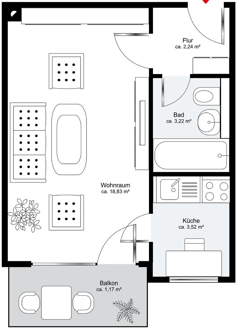Studio flat to rent, 32 m², Grafing, Bavaria Studio flat to rent, 32 m², Grafing, Bavaria