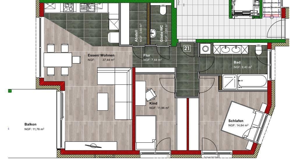 2 bedroom with open-plan kitchen flat to rent, 87 m², Am Bahndamm 1, Bad Säckingen, Baden-Württemberg 2 bedroom with open-plan kitchen flat to rent, 87 m², Am Bahndamm 1, Bad Säckingen, Baden-Württemberg