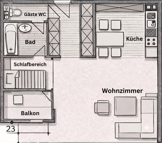 Studio flat for sale, 48 m², Neu-Ulm, Bavaria Studio flat for sale, 48 m², Neu-Ulm, Bavaria