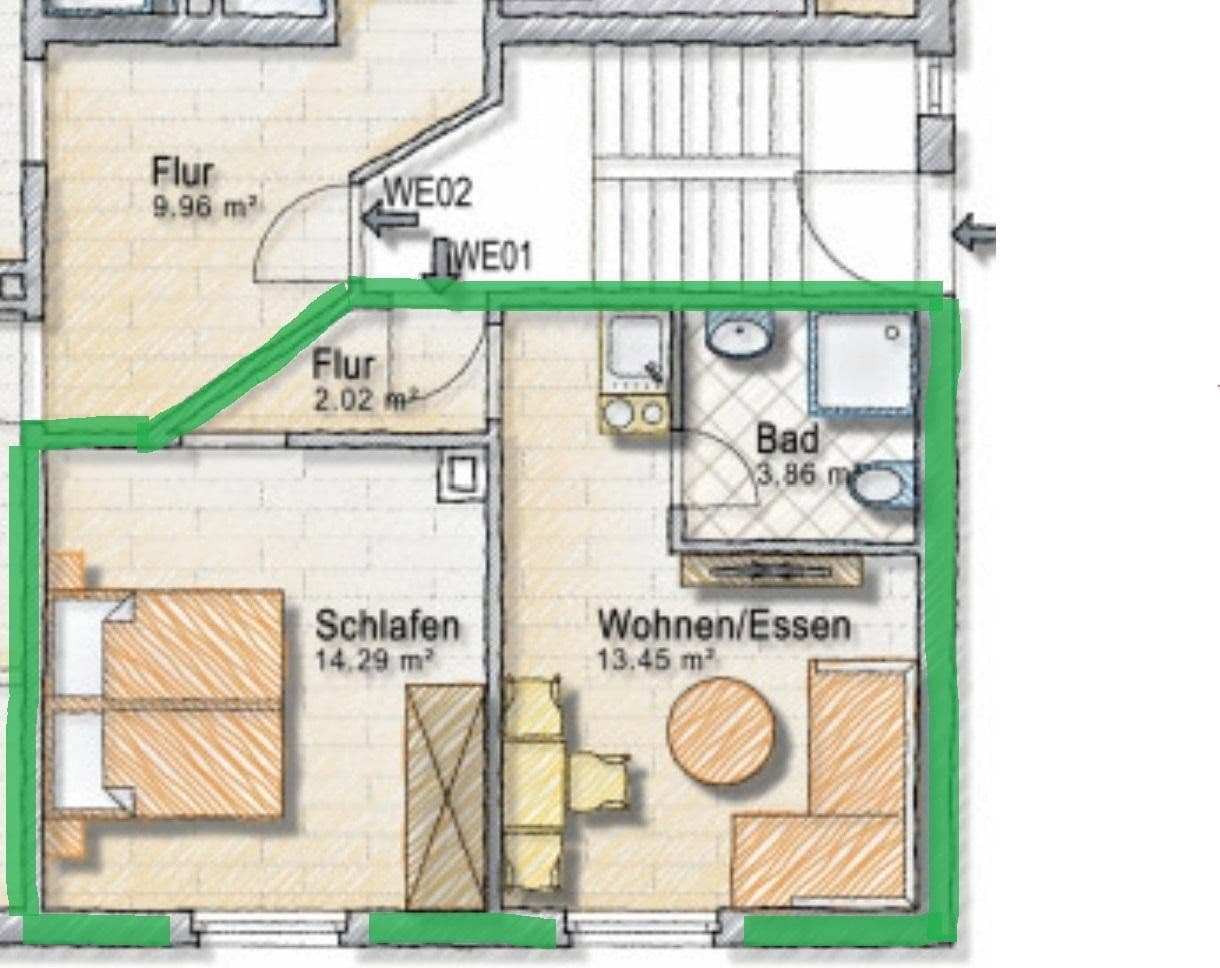 2 bedroom flat to rent, 34 m², Achern, Baden-Württemberg 2 bedroom flat to rent, 34 m², Achern, Baden-Württemberg