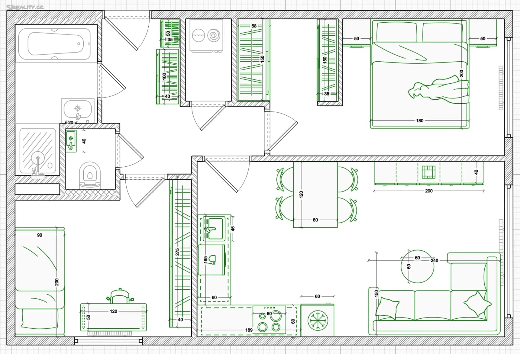 2 bedroom with open-plan kitchen flat for sale, 53 m², Makovského, Prague, Prague 2 bedroom with open-plan kitchen flat for sale, 53 m², Makovského, Prague, Prague
