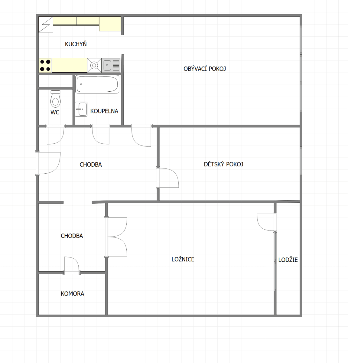 2 bedroom with open-plan kitchen flat to rent, 63 m², Hněvkovského, Prague, Prague 2 bedroom with open-plan kitchen flat to rent, 63 m², Hněvkovského, Prague, Prague