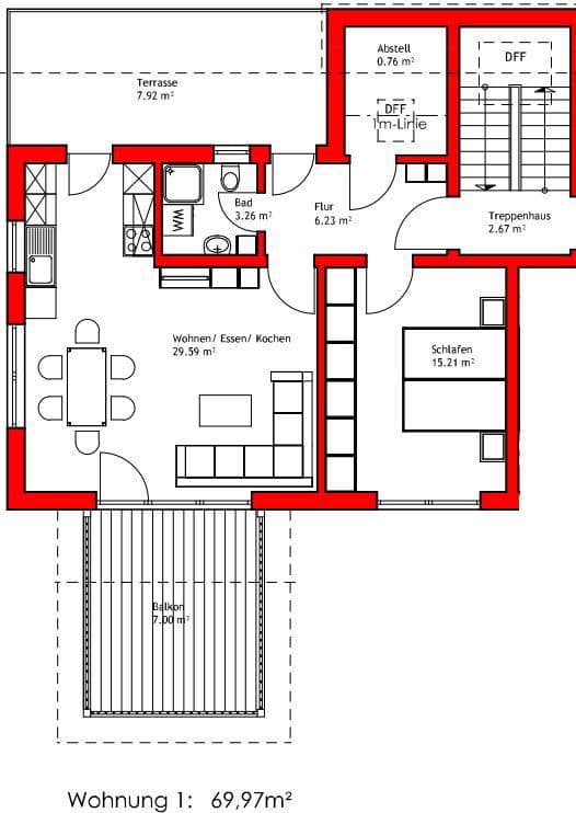 2 bedroom flat to rent, 69 m², Siedlung 17 und 18, Deggendorf, Bavaria 2 bedroom flat to rent, 69 m², Siedlung 17 und 18, Deggendorf, Bavaria