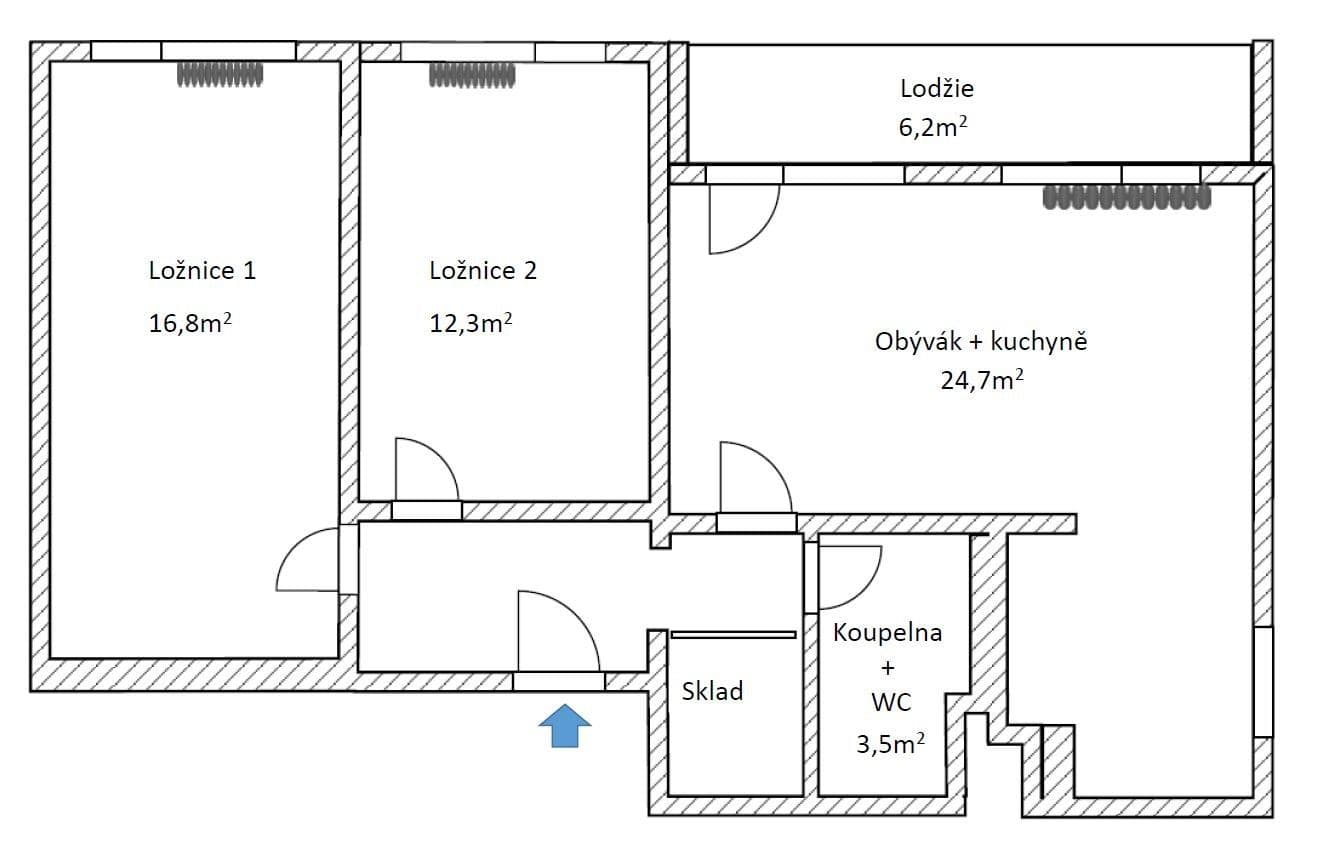 2 bedroom with open-plan kitchen flat to rent, 66 m², Habrová, Prague, Prague 2 bedroom with open-plan kitchen flat to rent, 66 m², Habrová, Prague, Prague