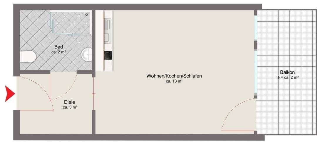 1 bedroom flat to rent, 22 m², Starenweg 4, München, Bavaria 1 bedroom flat to rent, 22 m², Starenweg 4, München, Bavaria