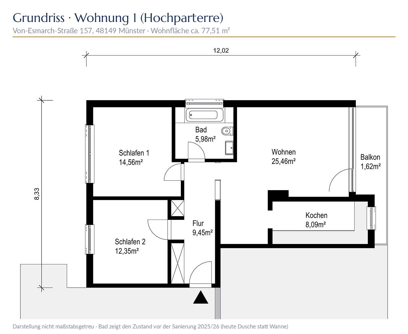 3 bedroom flat for sale, 78 m², Von-Esmarch-Straße 157, Münster, North Rhine-Westphalia 3 bedroom flat for sale, 78 m², Von-Esmarch-Straße 157, Münster, North Rhine-Westphalia