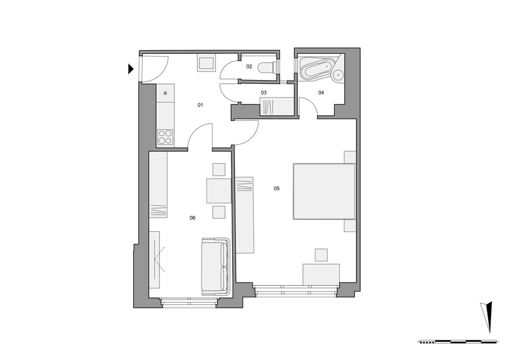 1 bedroom with open-plan kitchen flat for sale, 51 m², Vosmíkových, Prague, Prague 1 bedroom with open-plan kitchen flat for sale, 51 m², Vosmíkových, Prague, Prague