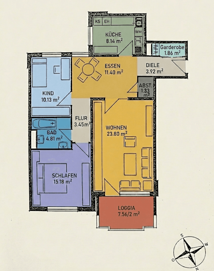 3 bedroom flat to rent, 88 m², Rodgau, Hesse 3 bedroom flat to rent, 88 m², Rodgau, Hesse
