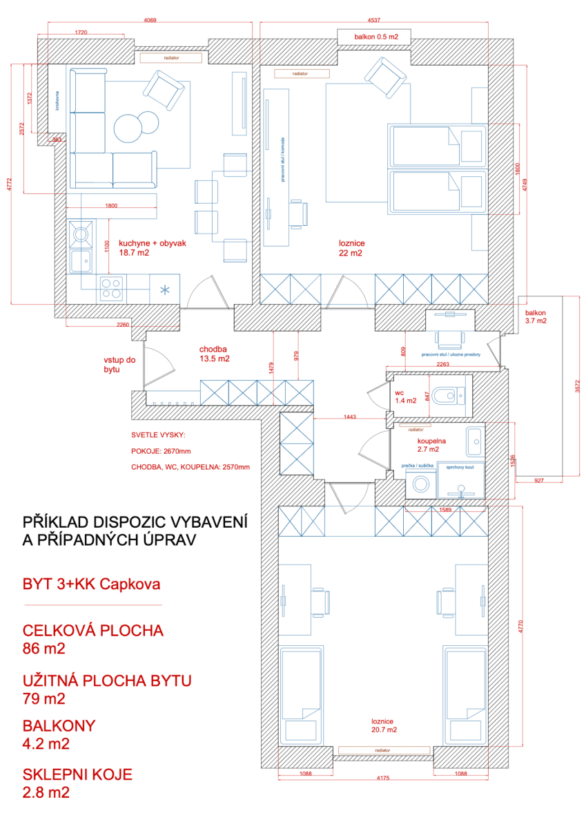 2 bedroom with open-plan kitchen flat for sale, 86 m², Čápkova, Brno, Jihomoravský Region 2 bedroom with open-plan kitchen flat for sale, 86 m², Čápkova, Brno, Jihomoravský Region