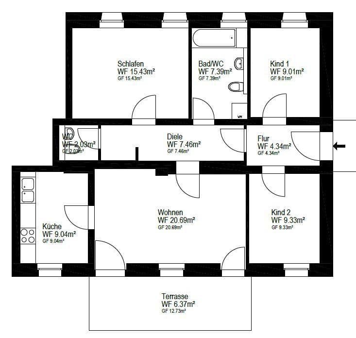 4 bedroom flat for sale, 92 m², Bannewitz, Saxony 4 bedroom flat for sale, 92 m², Bannewitz, Saxony