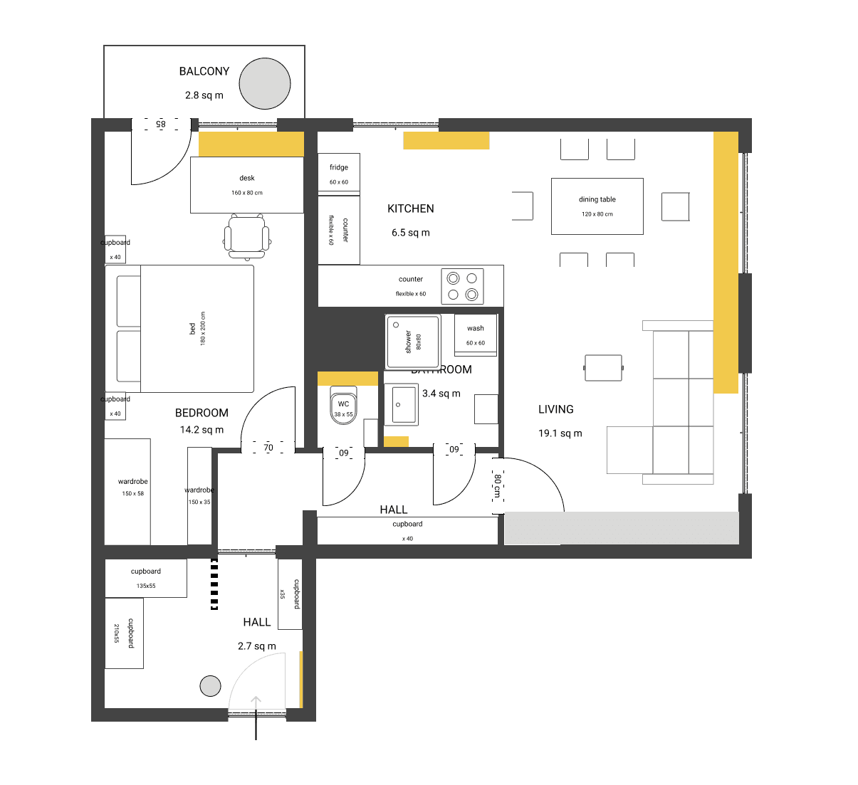 1 bedroom with open-plan kitchen flat to rent, 57 m², Třeboradická, Prague, Prague 1 bedroom with open-plan kitchen flat to rent, 57 m², Třeboradická, Prague, Prague