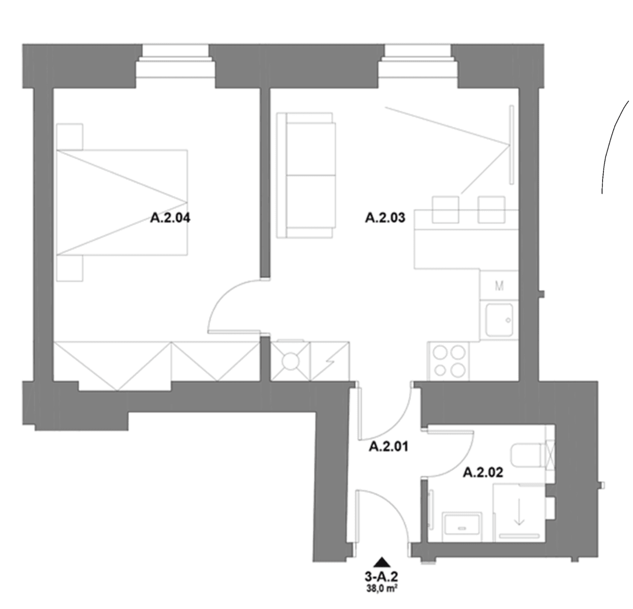 1 bedroom with open-plan kitchen flat to rent, 38 m², Tachovské náměstí, Prague, Prague 1 bedroom with open-plan kitchen flat to rent, 38 m², Tachovské náměstí, Prague, Prague