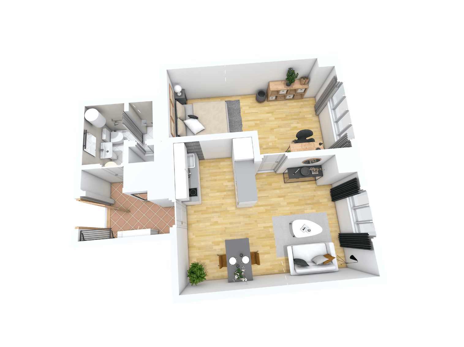 1 bedroom with open-plan kitchen flat to rent, 44 m², Krátká, Prague, Prague 1 bedroom with open-plan kitchen flat to rent, 44 m², Krátká, Prague, Prague