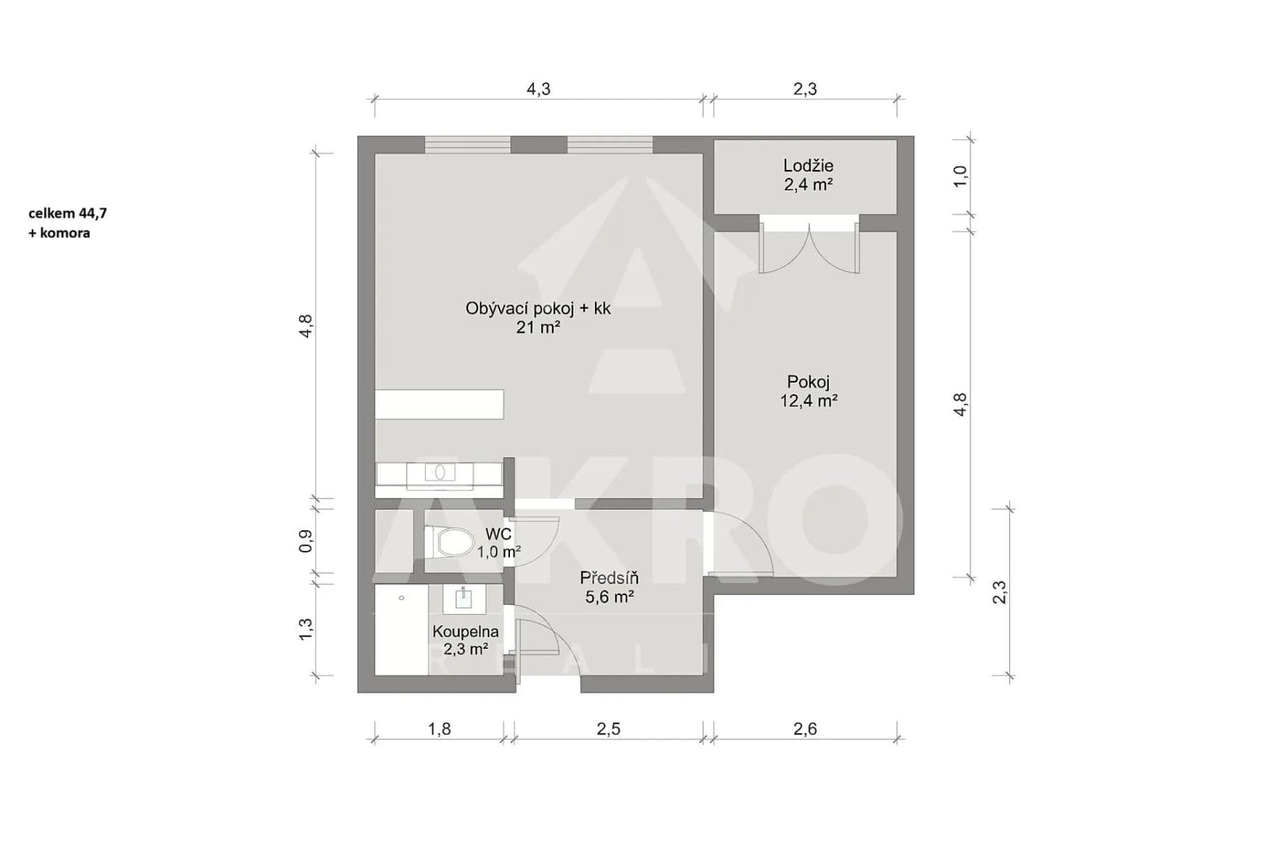 1 bedroom with open-plan kitchen flat to rent, 45 m², Generála Janouška, Prague, Prague 1 bedroom with open-plan kitchen flat to rent, 45 m², Generála Janouška, Prague, Prague