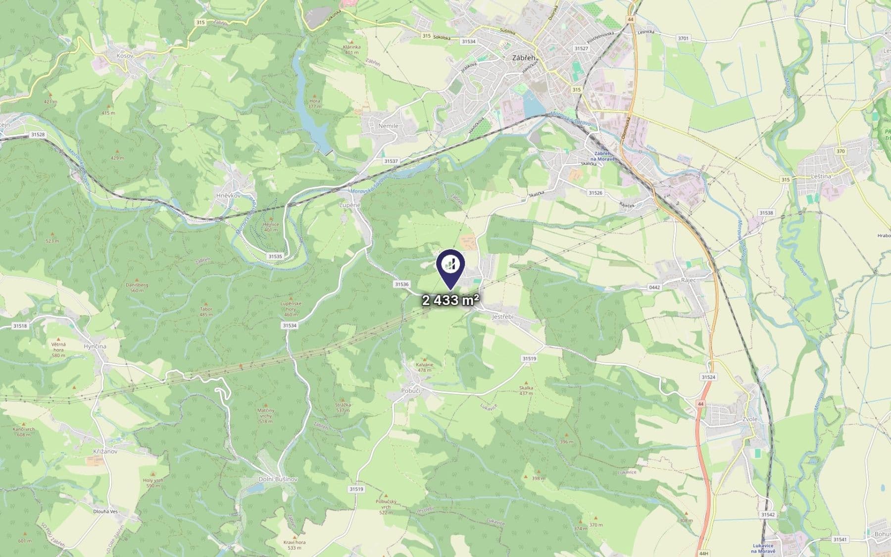 plot for sale, 2,433 m², Jestřebí, Olomoucký Region plot for sale, 2,433 m², Jestřebí, Olomoucký Region