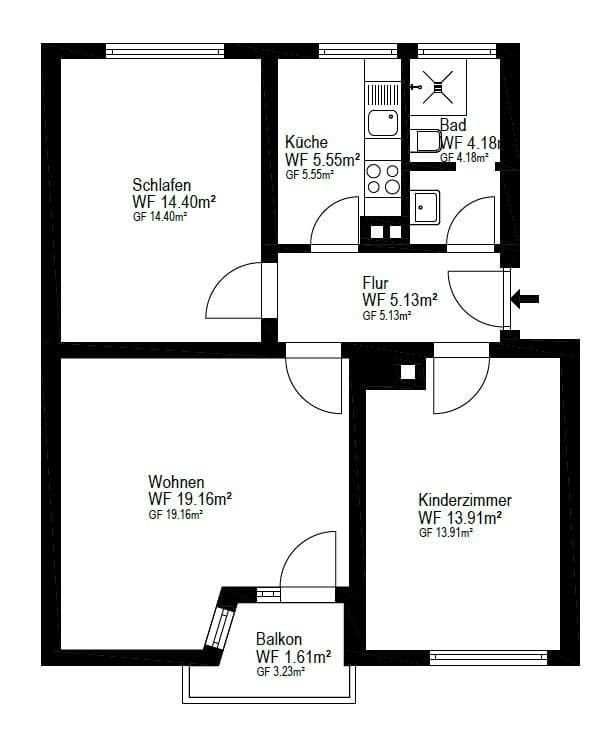 3 bedroom flat to rent, 64 m², Stuttgart, Baden-Württemberg 3 bedroom flat to rent, 64 m², Stuttgart, Baden-Württemberg
