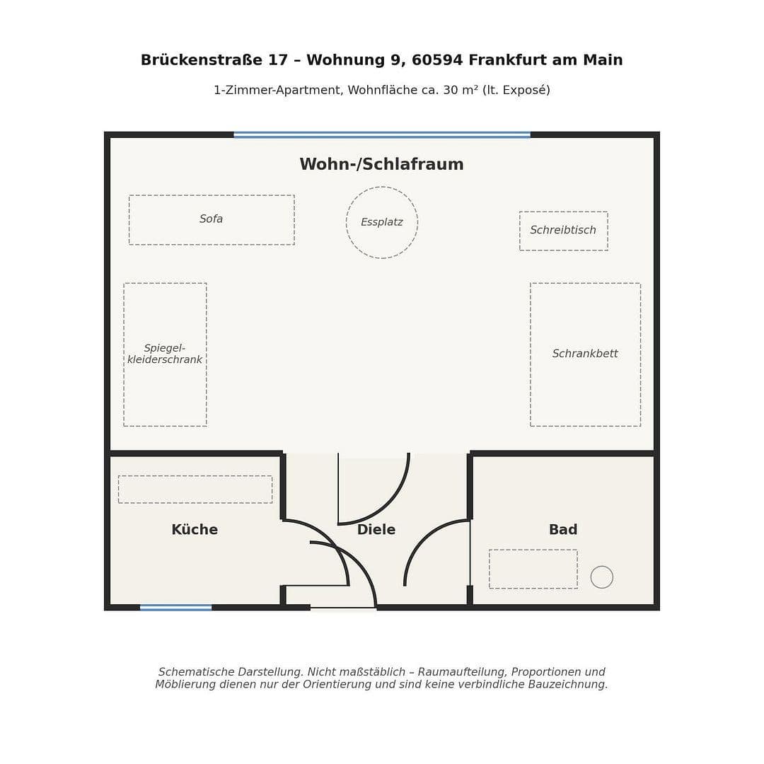 1 bedroom flat to rent, 30 m², Brückenstraße 17, Frankfurt, Hesse 1 bedroom flat to rent, 30 m², Brückenstraße 17, Frankfurt, Hesse