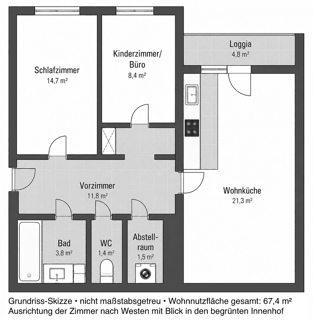 3 bedroom flat to rent, 67 m², Grubergasse 5, Wien, Vienna 3 bedroom flat to rent, 67 m², Grubergasse 5, Wien, Vienna