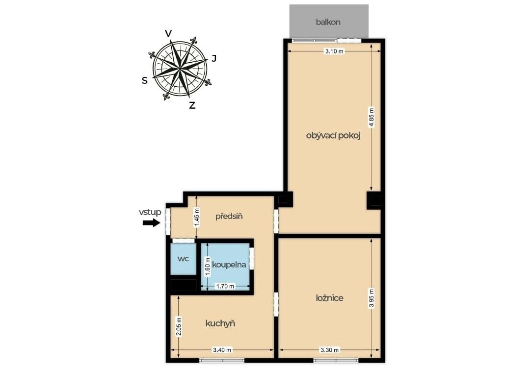 2 bedroom flat to rent, 57 m², Michelangelova, Prague, Prague 2 bedroom flat to rent, 57 m², Michelangelova, Prague, Prague