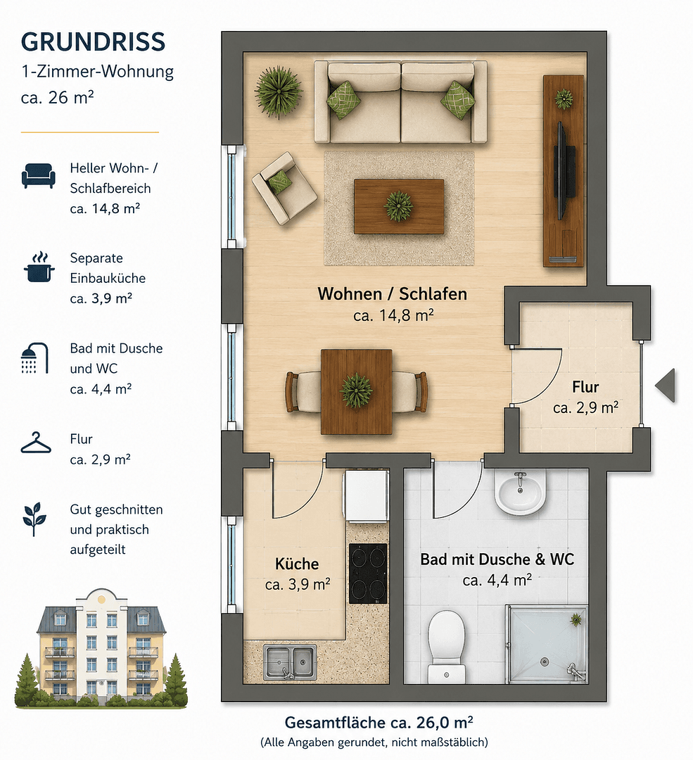 1 bedroom flat to rent, 26 m², Klingerstr. 51, Chemnitz, Saxony 1 bedroom flat to rent, 26 m², Klingerstr. 51, Chemnitz, Saxony