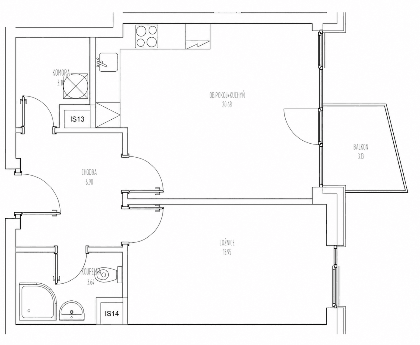 1 bedroom with open-plan kitchen flat for sale, 53 m², Leopoldova, Prague, Prague 1 bedroom with open-plan kitchen flat for sale, 53 m², Leopoldova, Prague, Prague
