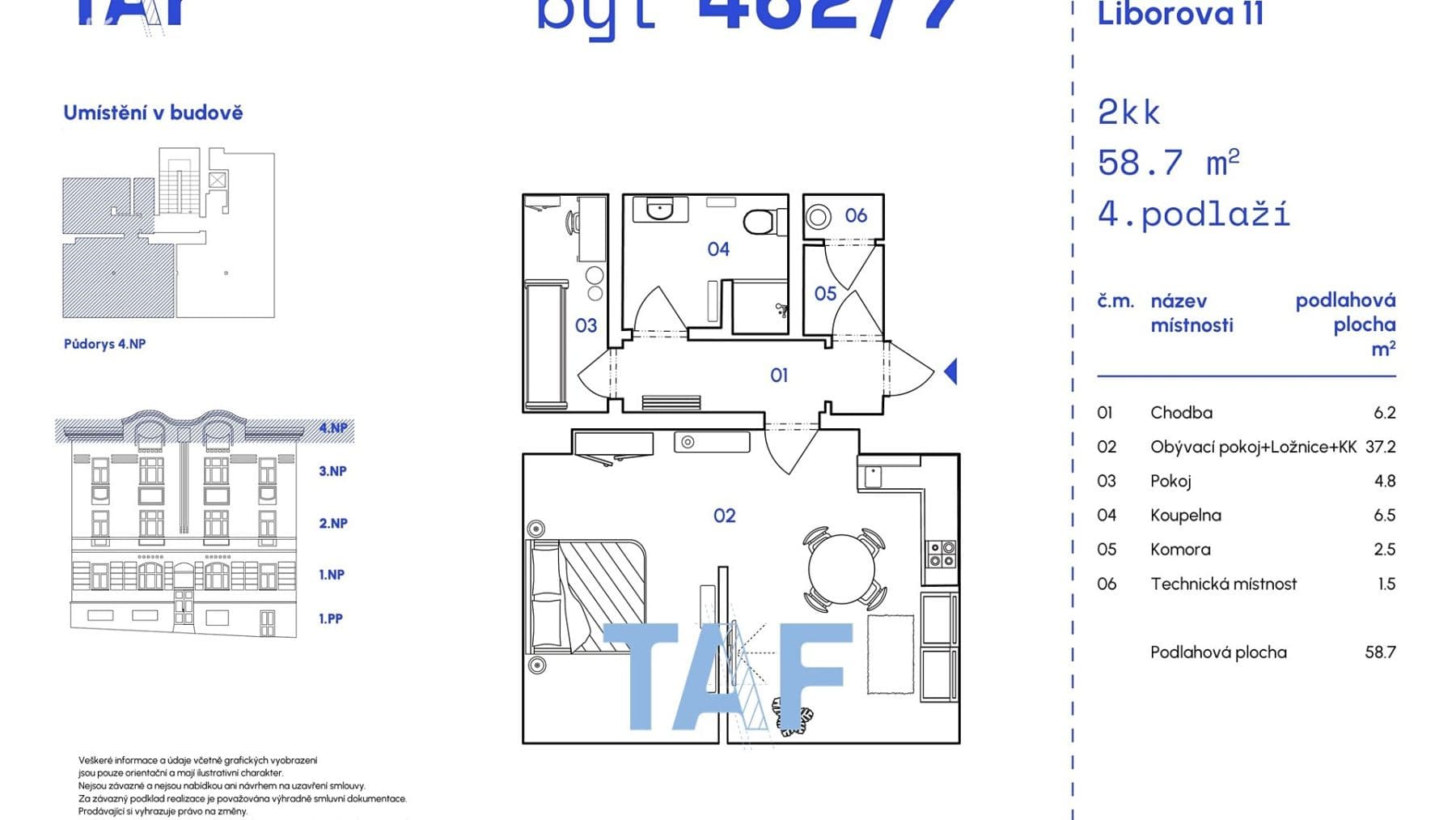 1 bedroom with open-plan kitchen flat for sale, 59 m², Liborova, Prague, Prague 1 bedroom with open-plan kitchen flat for sale, 59 m², Liborova, Prague, Prague