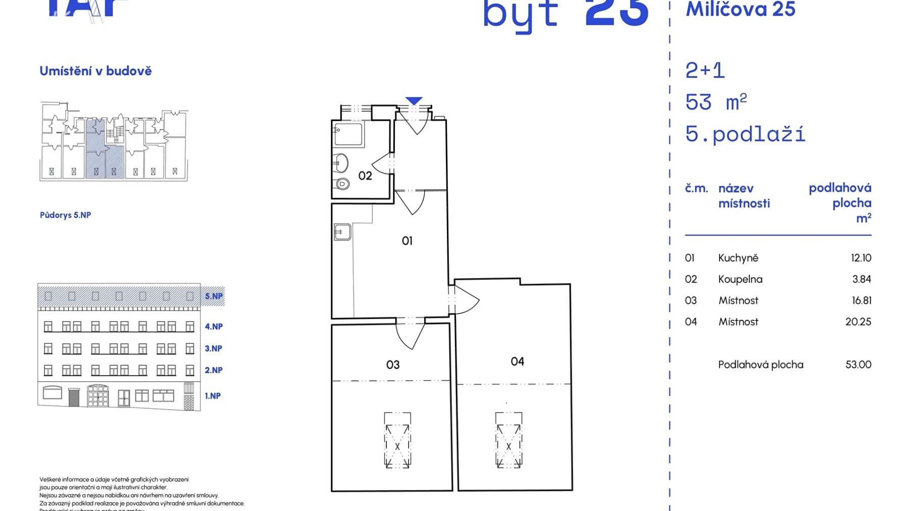 2 bedroom flat for sale, 53 m², Milíčova, Prague, Prague 2 bedroom flat for sale, 53 m², Milíčova, Prague, Prague