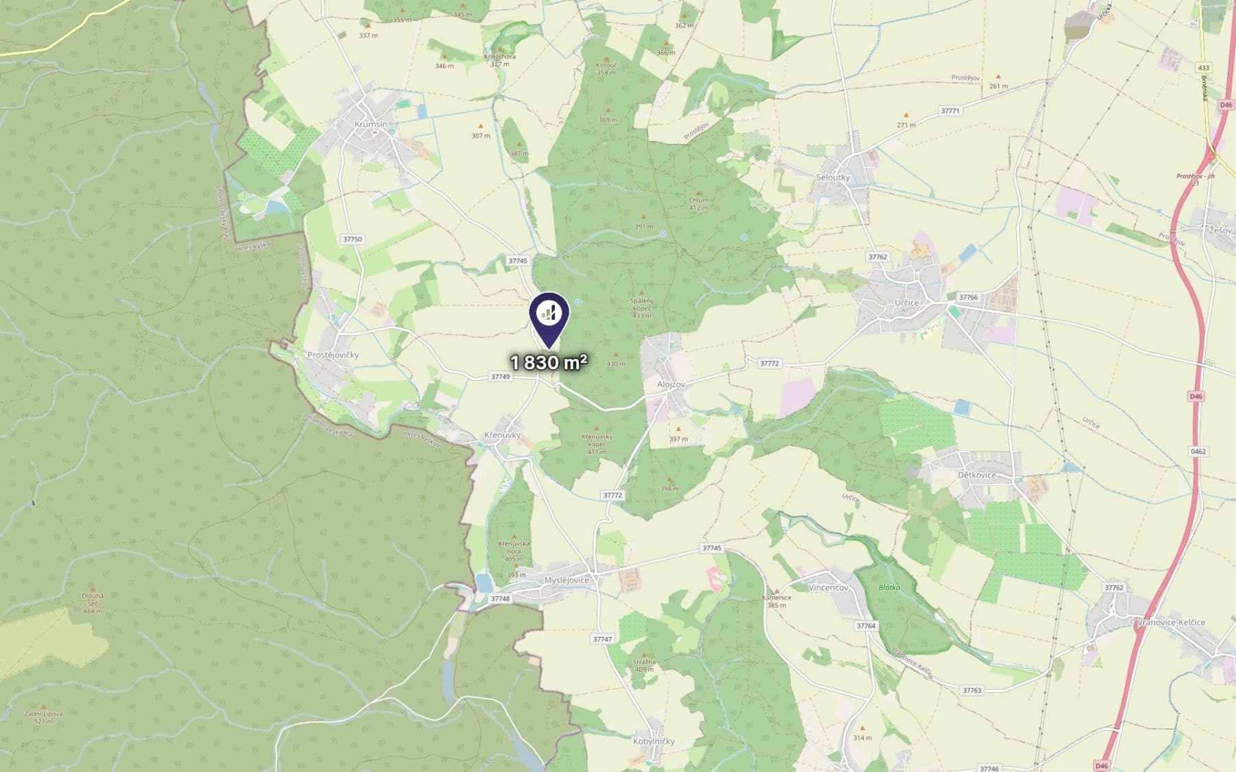 plot for sale, 1,830 m², Myslejovice, Olomoucký Region plot for sale, 1,830 m², Myslejovice, Olomoucký Region