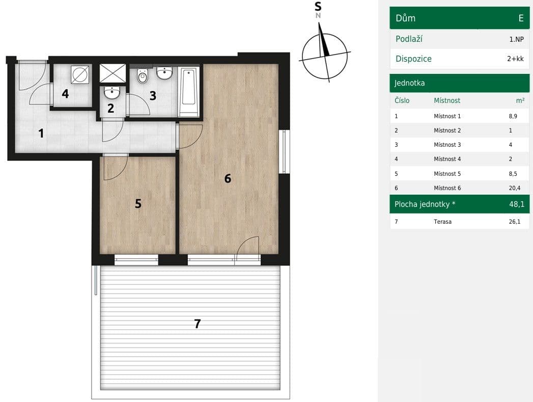 1 bedroom with open-plan kitchen flat to rent, 48 m², Arnošta Staňka, Prague, Prague 1 bedroom with open-plan kitchen flat to rent, 48 m², Arnošta Staňka, Prague, Prague