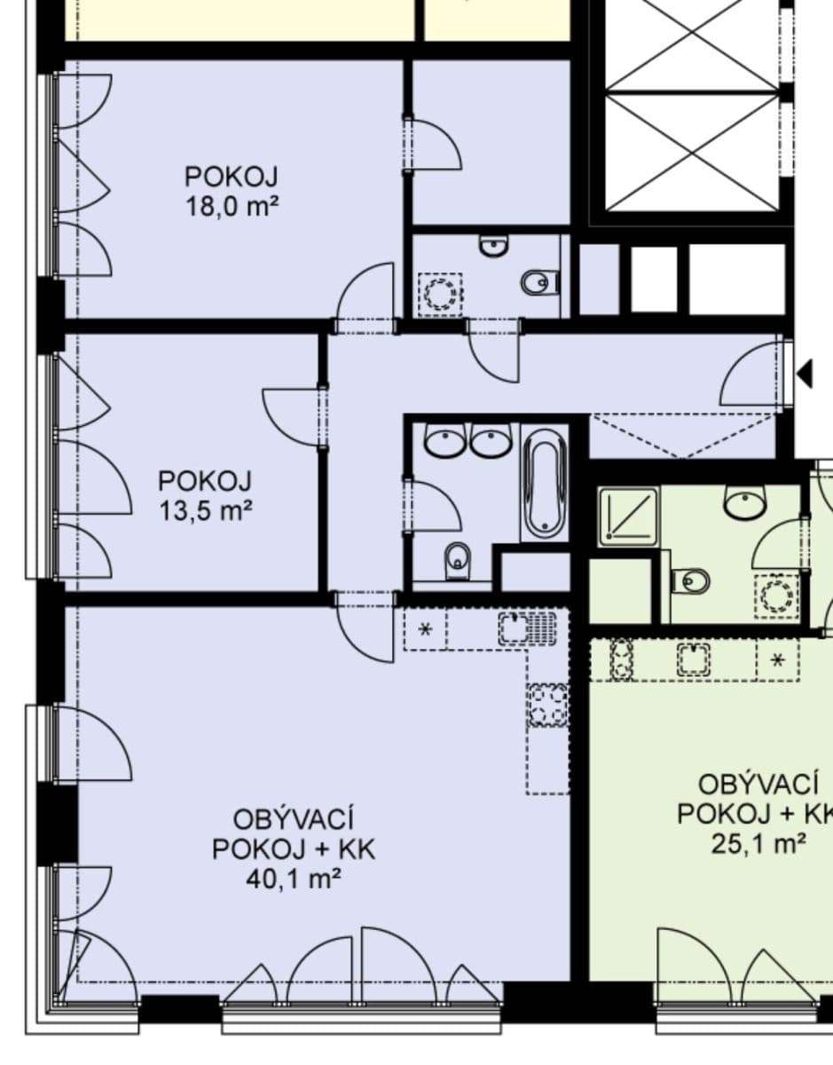 2 bedroom with open-plan kitchen flat to rent, 101 m², Olšanská, Prague, Prague 2 bedroom with open-plan kitchen flat to rent, 101 m², Olšanská, Prague, Prague