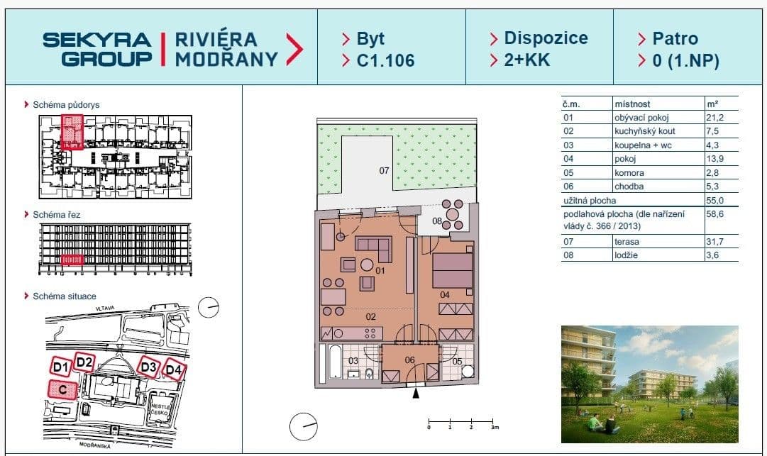 1 bedroom with open-plan kitchen flat to rent, 59 m², Vrátnická, Prague, Prague 1 bedroom with open-plan kitchen flat to rent, 59 m², Vrátnická, Prague, Prague