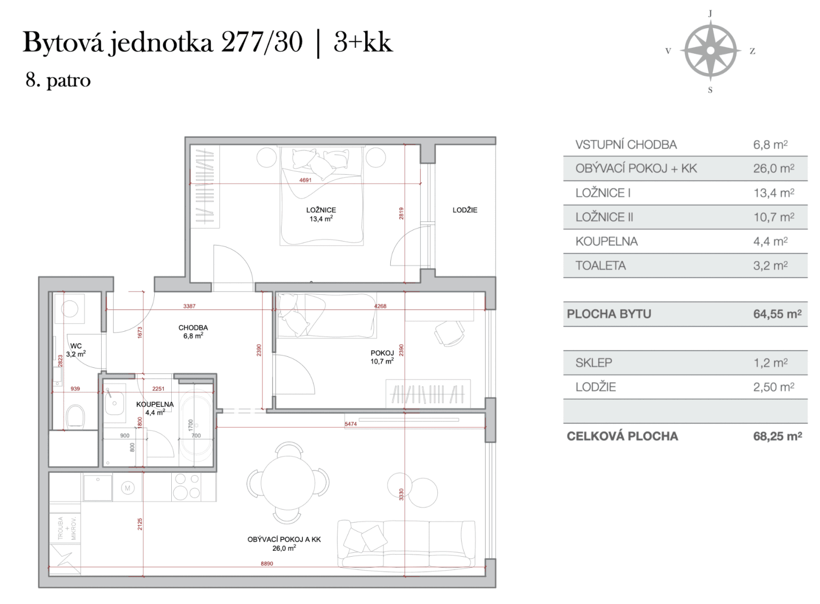 2 bedroom with open-plan kitchen flat for sale, 69 m², Rezlerova, Prague, Prague 2 bedroom with open-plan kitchen flat for sale, 69 m², Rezlerova, Prague, Prague