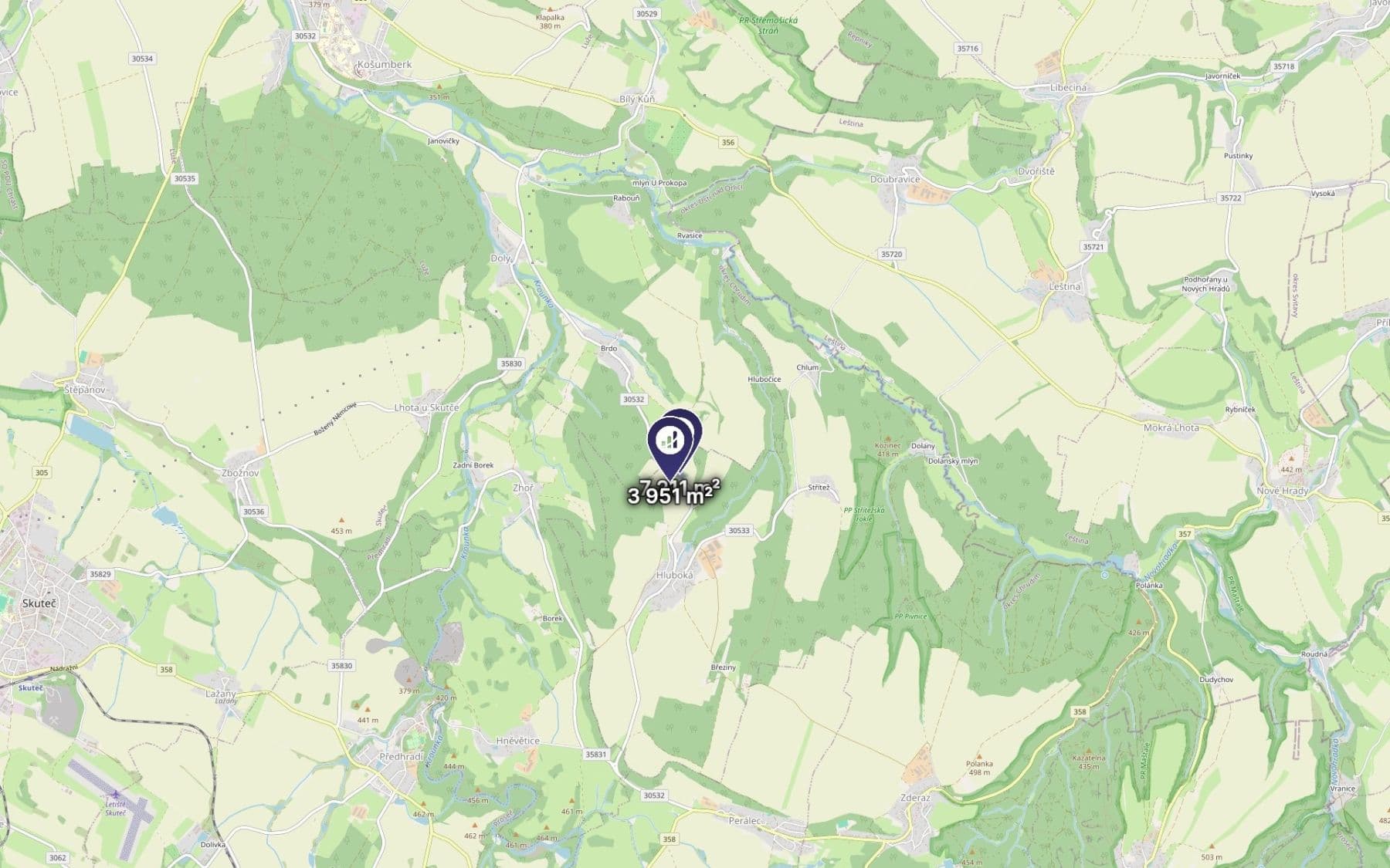 plot for sale, 9,302 m², Hluboká, Pardubický Region plot for sale, 9,302 m², Hluboká, Pardubický Region