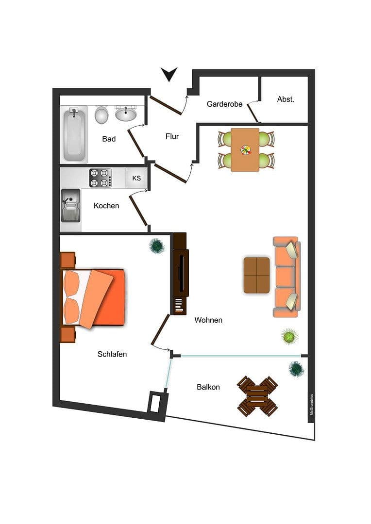 1 bedroom with open-plan kitchen flat for sale, 54 m², Augsburg, Bavaria 1 bedroom with open-plan kitchen flat for sale, 54 m², Augsburg, Bavaria
