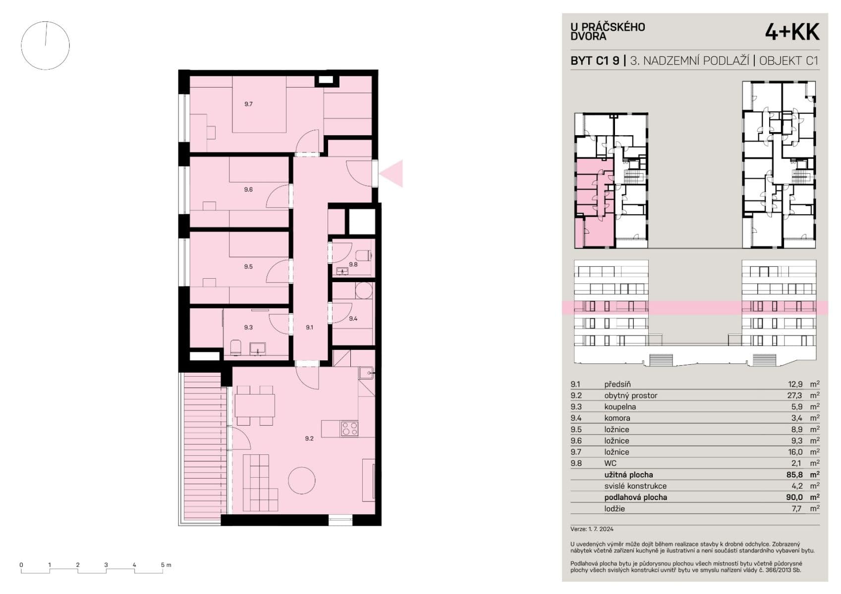 3 bedroom with open-plan kitchen flat to rent, 86 m², Prague, Prague 3 bedroom with open-plan kitchen flat to rent, 86 m², Prague, Prague