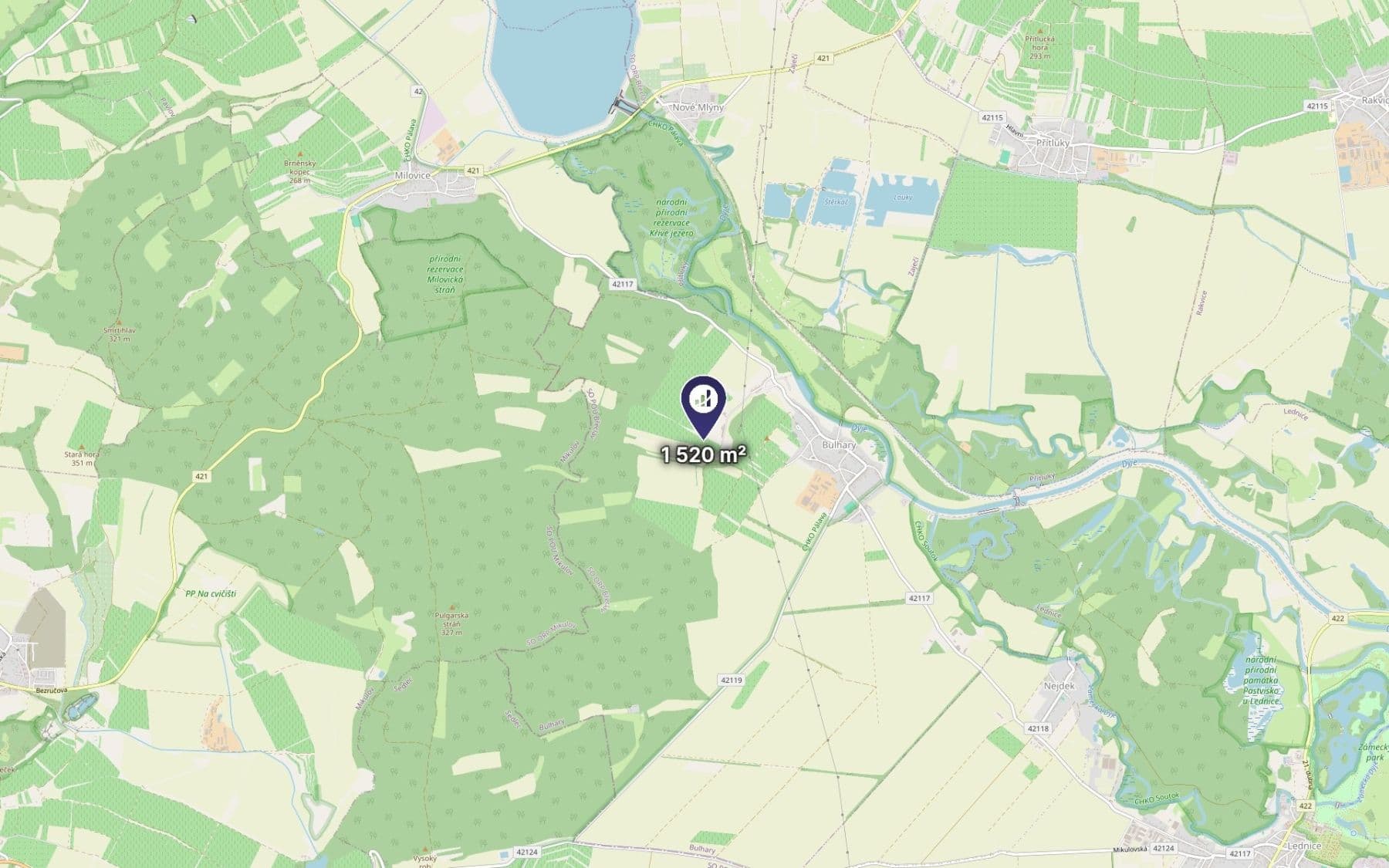 plot for sale, 1,520 m², Bulhary, Jihomoravský Region plot for sale, 1,520 m², Bulhary, Jihomoravský Region