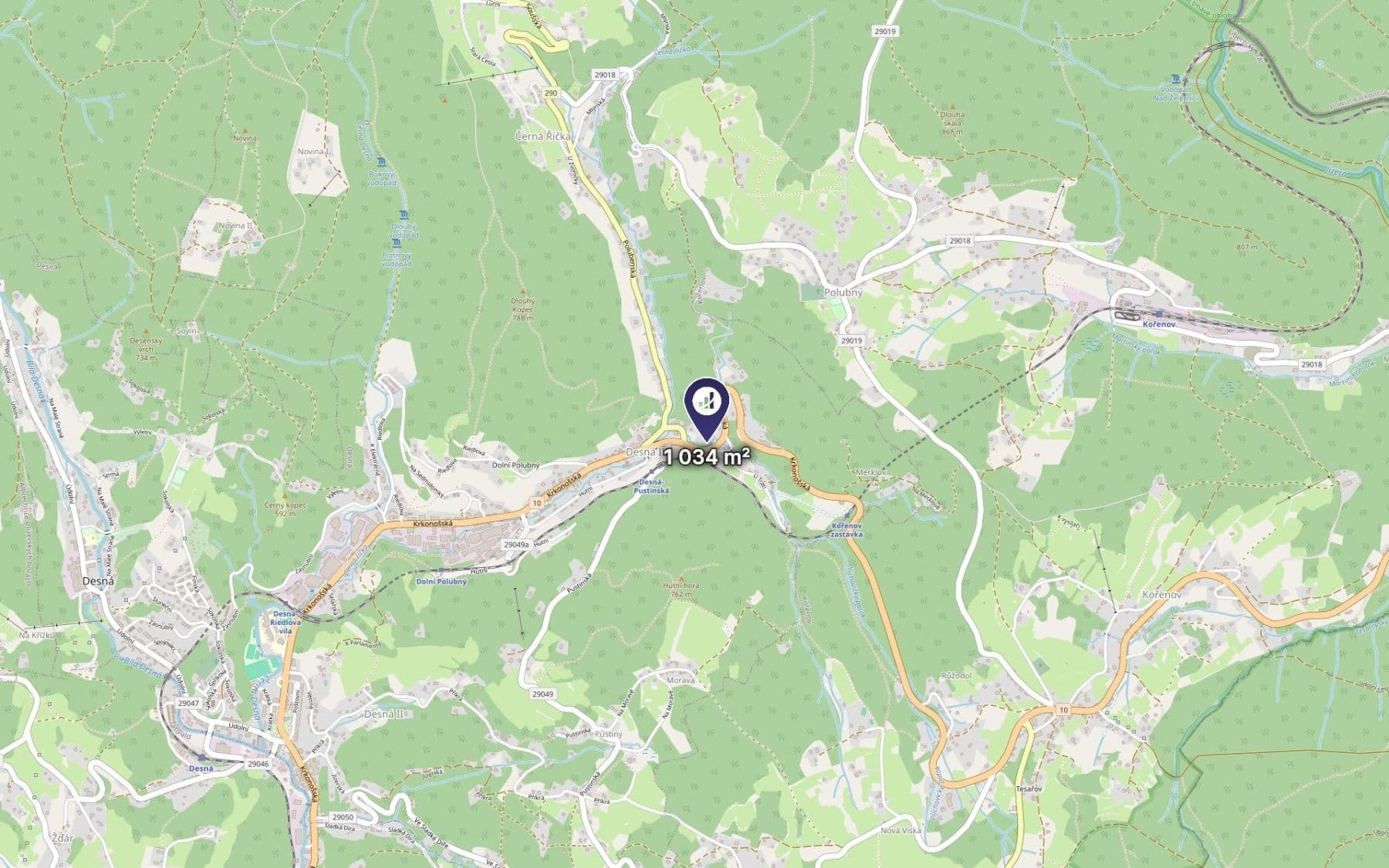 plot for sale, 1,034 m², Desná, Liberecký Region plot for sale, 1,034 m², Desná, Liberecký Region