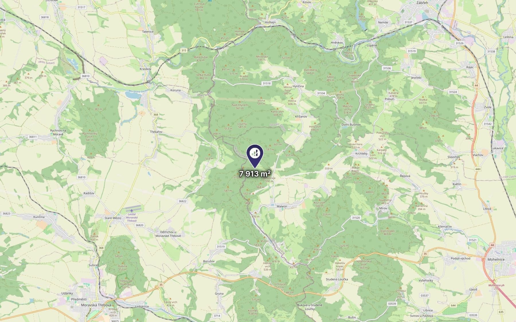 plot for sale, 7,913 m², Maletín, Olomoucký Region plot for sale, 7,913 m², Maletín, Olomoucký Region
