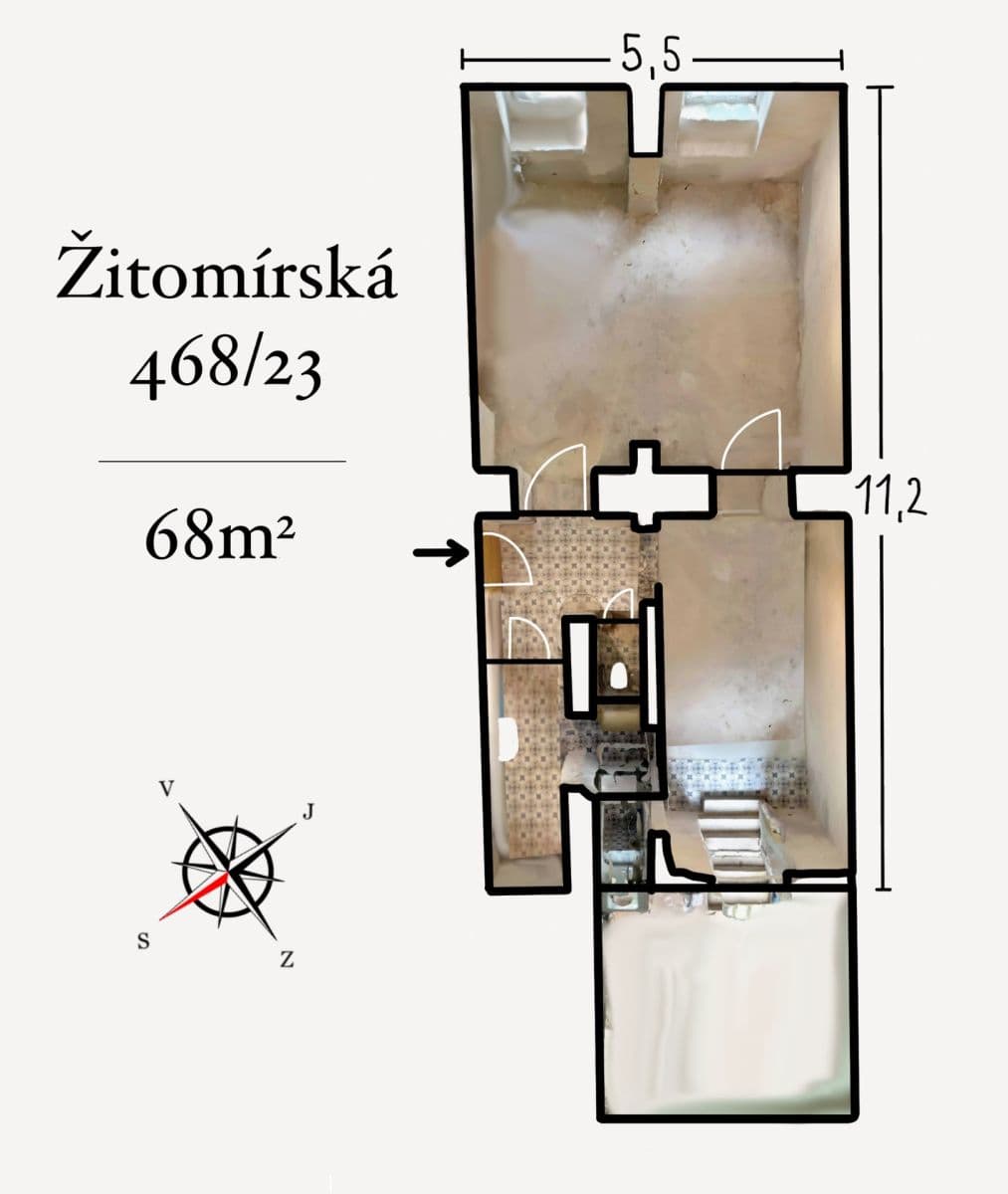 1 bedroom with open-plan kitchen flat to rent, 68 m², Žitomírská, Prague, Prague 1 bedroom with open-plan kitchen flat to rent, 68 m², Žitomírská, Prague, Prague