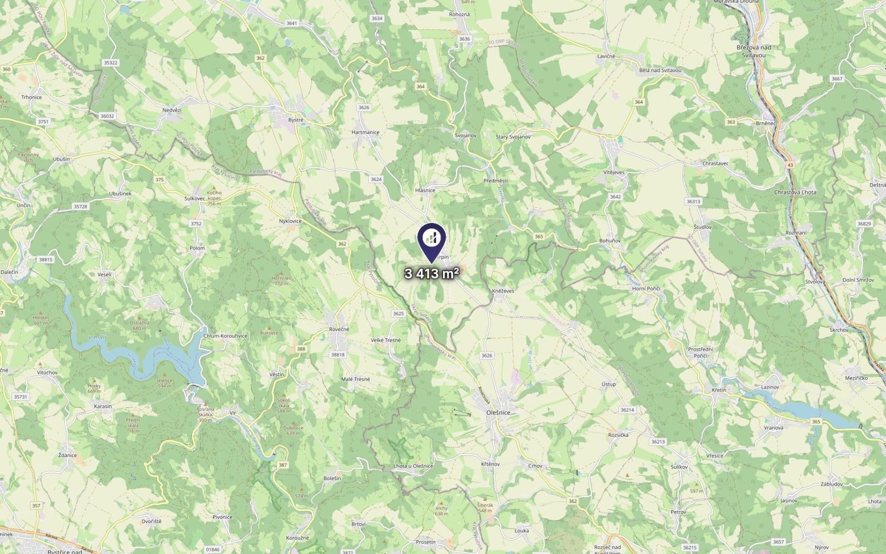 plot for sale, 1,138 m², Trpín, Pardubický Region plot for sale, 1,138 m², Trpín, Pardubický Region