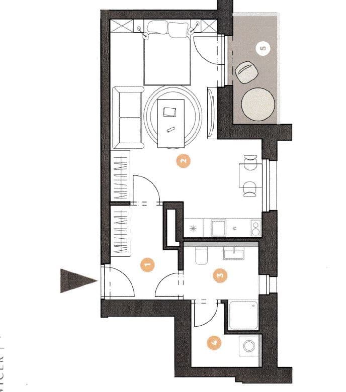 Studio flat to rent, 38 m², U Boroviček, Prague, Prague Studio flat to rent, 38 m², U Boroviček, Prague, Prague