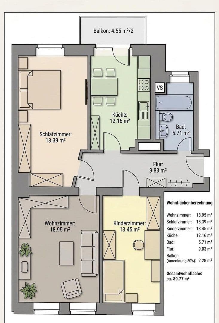 3 bedroom flat for sale, 81 m², Agricolastr., Chemnitz, Saxony 3 bedroom flat for sale, 81 m², Agricolastr., Chemnitz, Saxony