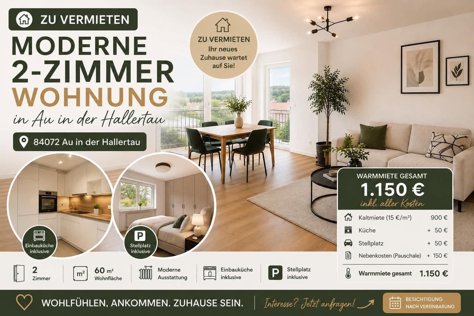 2 bedroom flat to rent, 60 m², Zarrerweg 23, Au, Bavaria 2 bedroom flat to rent, 60 m², Zarrerweg 23, Au, Bavaria