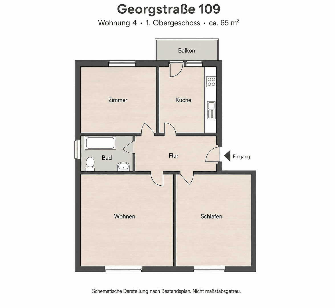 3 bedroom flat to rent, 65 m², Georgstraße 109, Bremerhaven, Bremen 3 bedroom flat to rent, 65 m², Georgstraße 109, Bremerhaven, Bremen